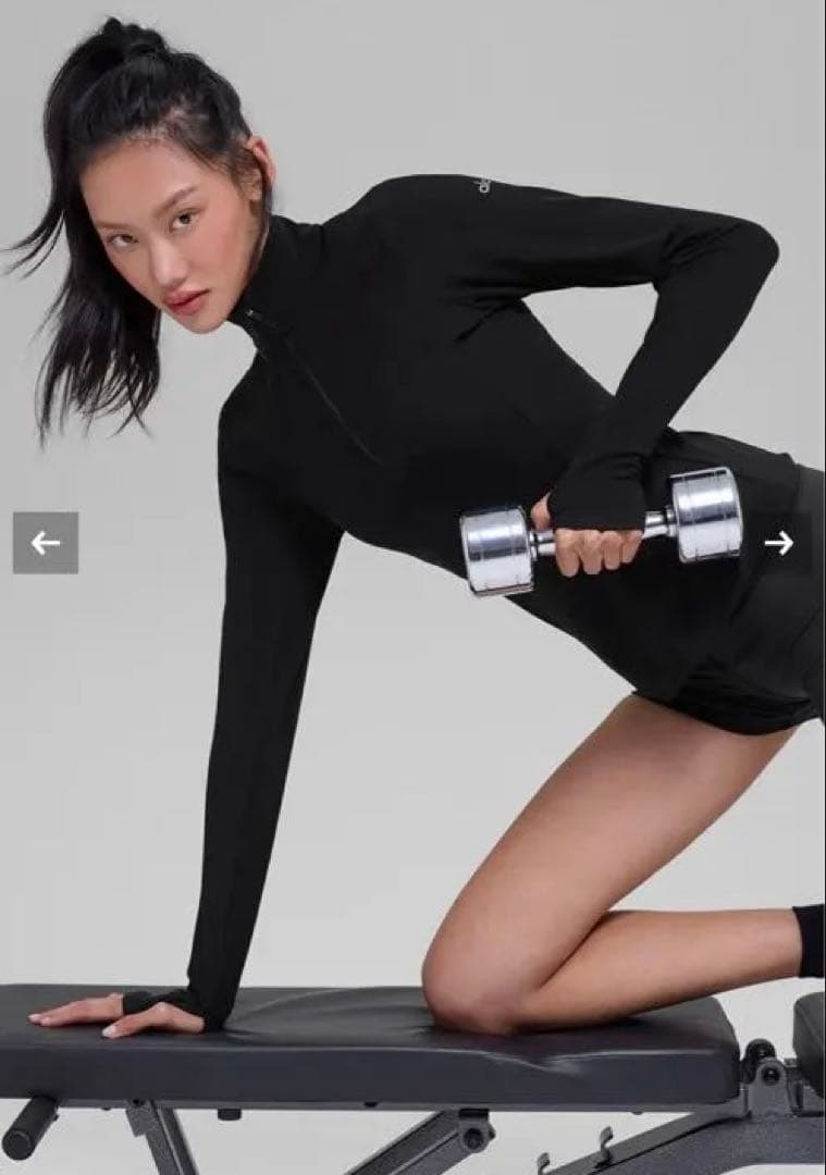 Alo Yoga ブラック ヨガウェア 1/2ジップ