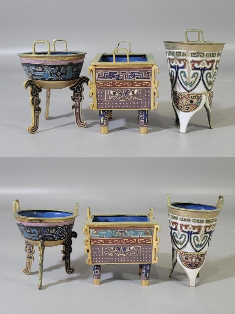 DT718 中国 七宝 香炉 六件 まとめて