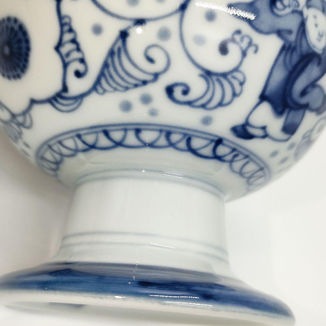 【未使用】有田焼 龍峰窯 染付唐草唐子 高台鉢揃 5客セット