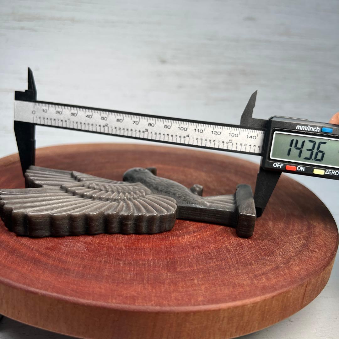 天然石　羽ばたく鳥　シルバーオブシディアン　14cm ミネラルタッグ付き