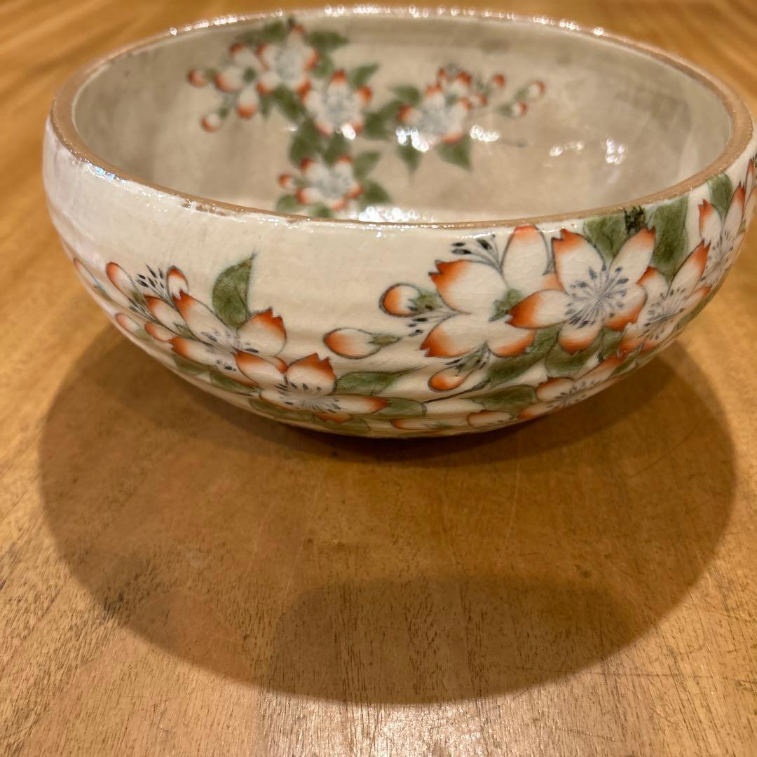 京都　京焼　清水焼　陶あん　桜絵付　深鉢　菓子鉢