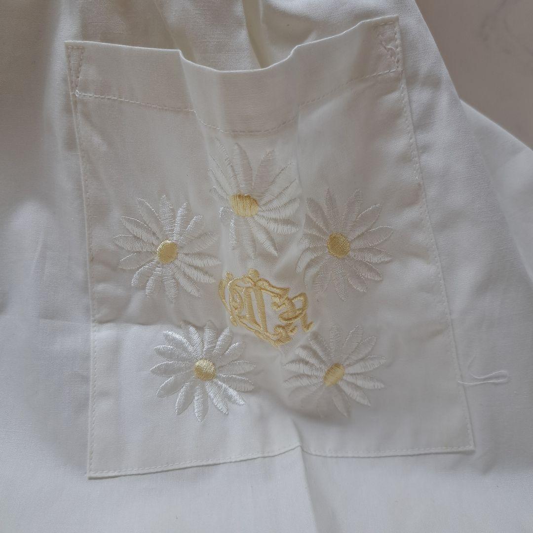 20260113　クリスチャンディオール　エプロン　刺繍　花　ホワイト　未使用