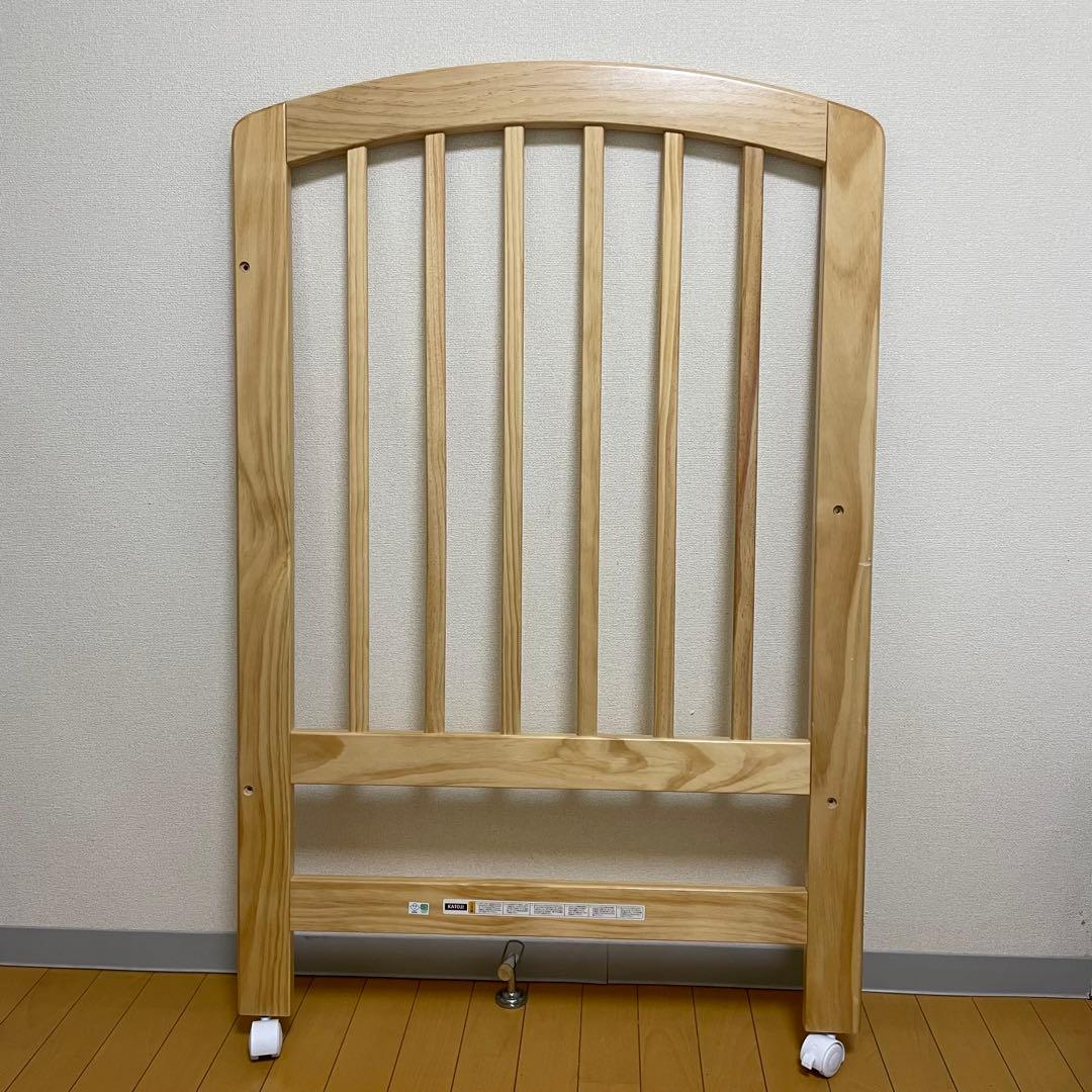 関東限定❣️カトージ　ハイポジション　ベビーベッド　アーチ　ナチュラル 収納板付