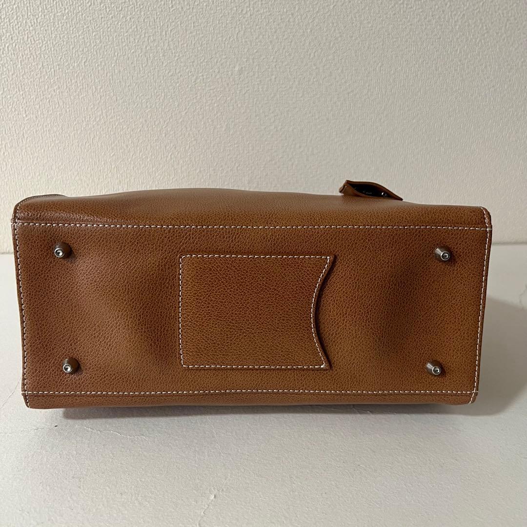 濱野 ハマノ ミーティア ブラウン ハンドバッグ ブラウン レザー 金具