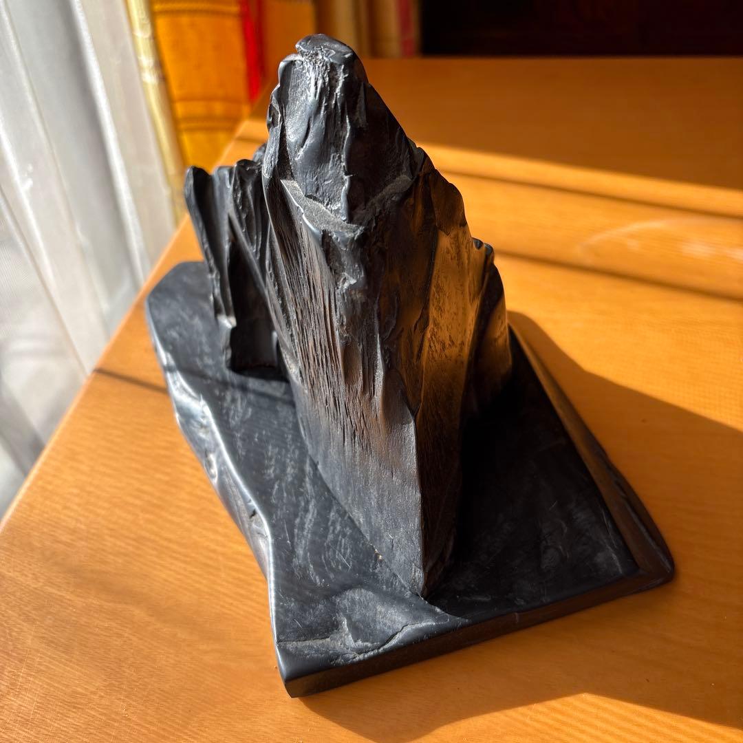 那智黒石 台座付 原石 鑑賞石 天然石 約3.3kg