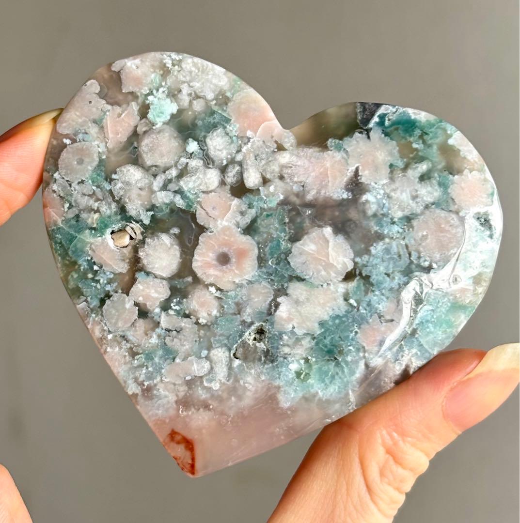 Ruby様　グリーン桜瑪瑙　ハート　雫