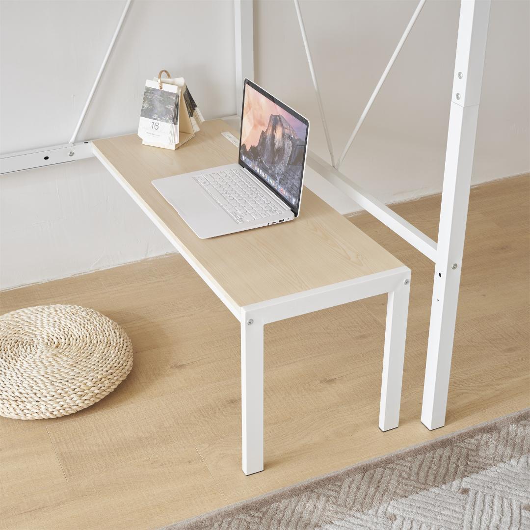 人気再入荷！ロフトベッド（S）コンセント・ローデスク付き耐荷重150kgブラック