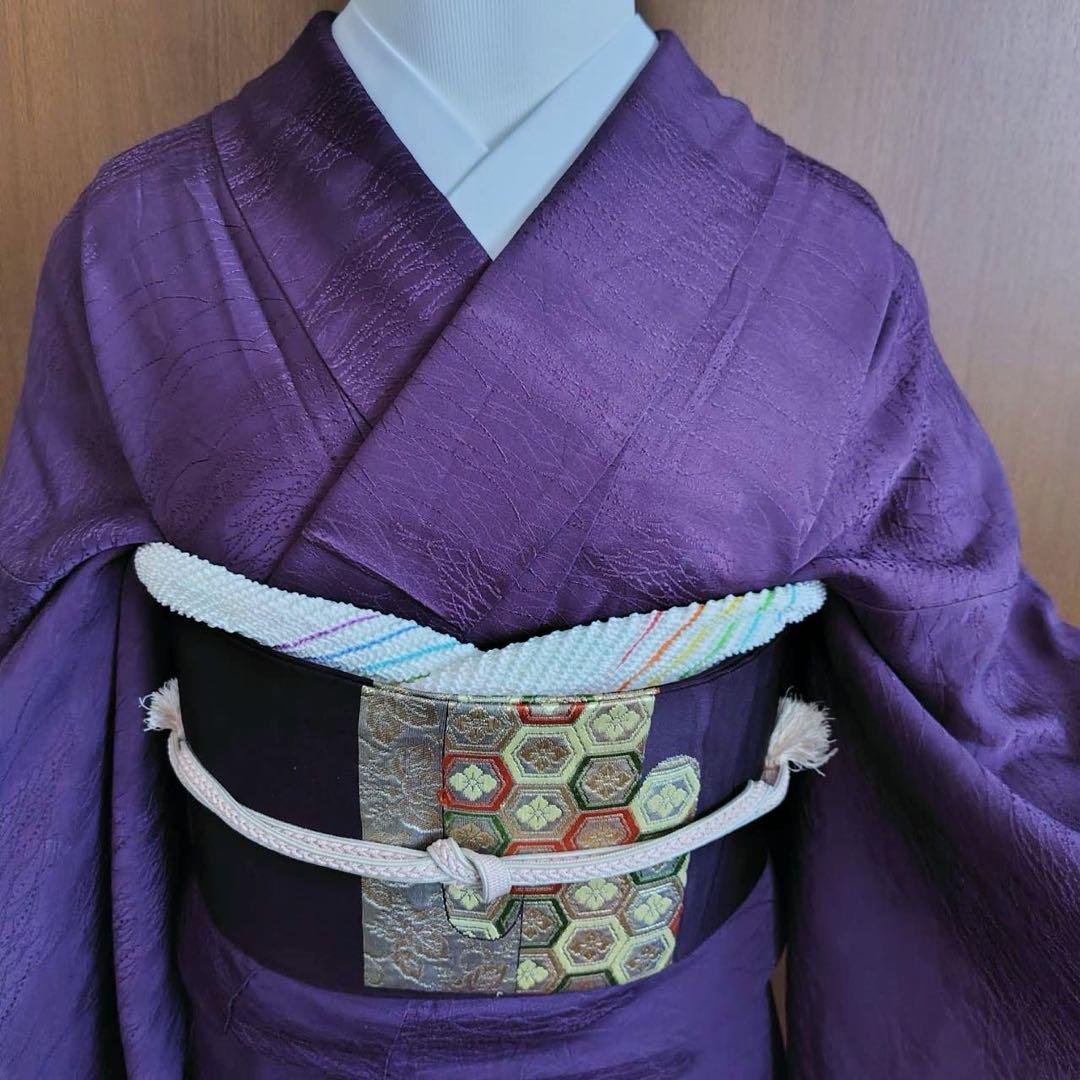 み*み様 美品　袷　式典用　普段用　地紋　色無地　フルセット　ゆったり