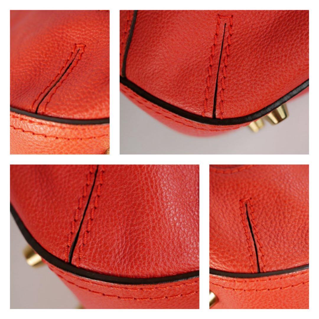 美品✨Chloé クロエ レザー ショルダーバッグ レンガ色 シボ革　正規品