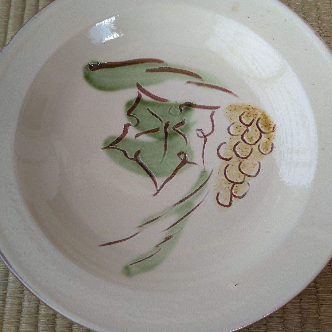 布志名焼　湯町窯　葡萄図飾皿 (30cm大皿)　福間琇士