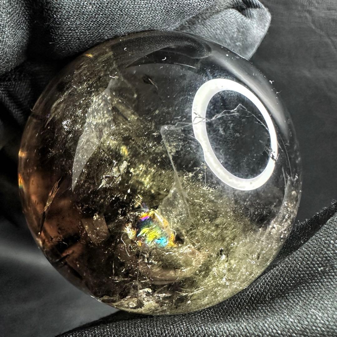 【開運 魔除】絶品❗️レインボー煙水晶スモーキーシトリン丸玉☆ファントムA1172