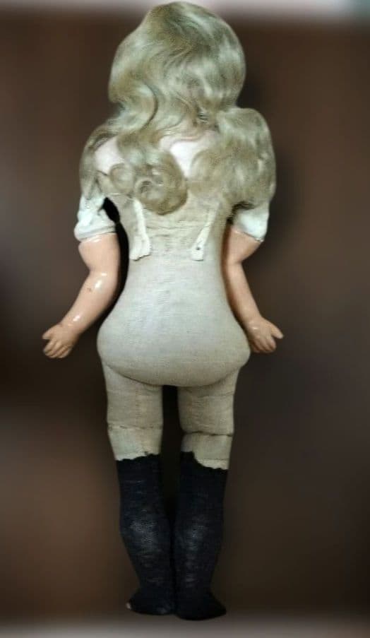 日曜迄◎刻印有　ビスクドール　キッドボディ　ショルダーヘッド人形　アンティーク