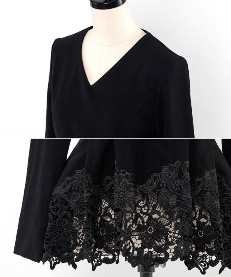 【新品未使用】JENNE ペプラムレース　ブラウス　ブラック