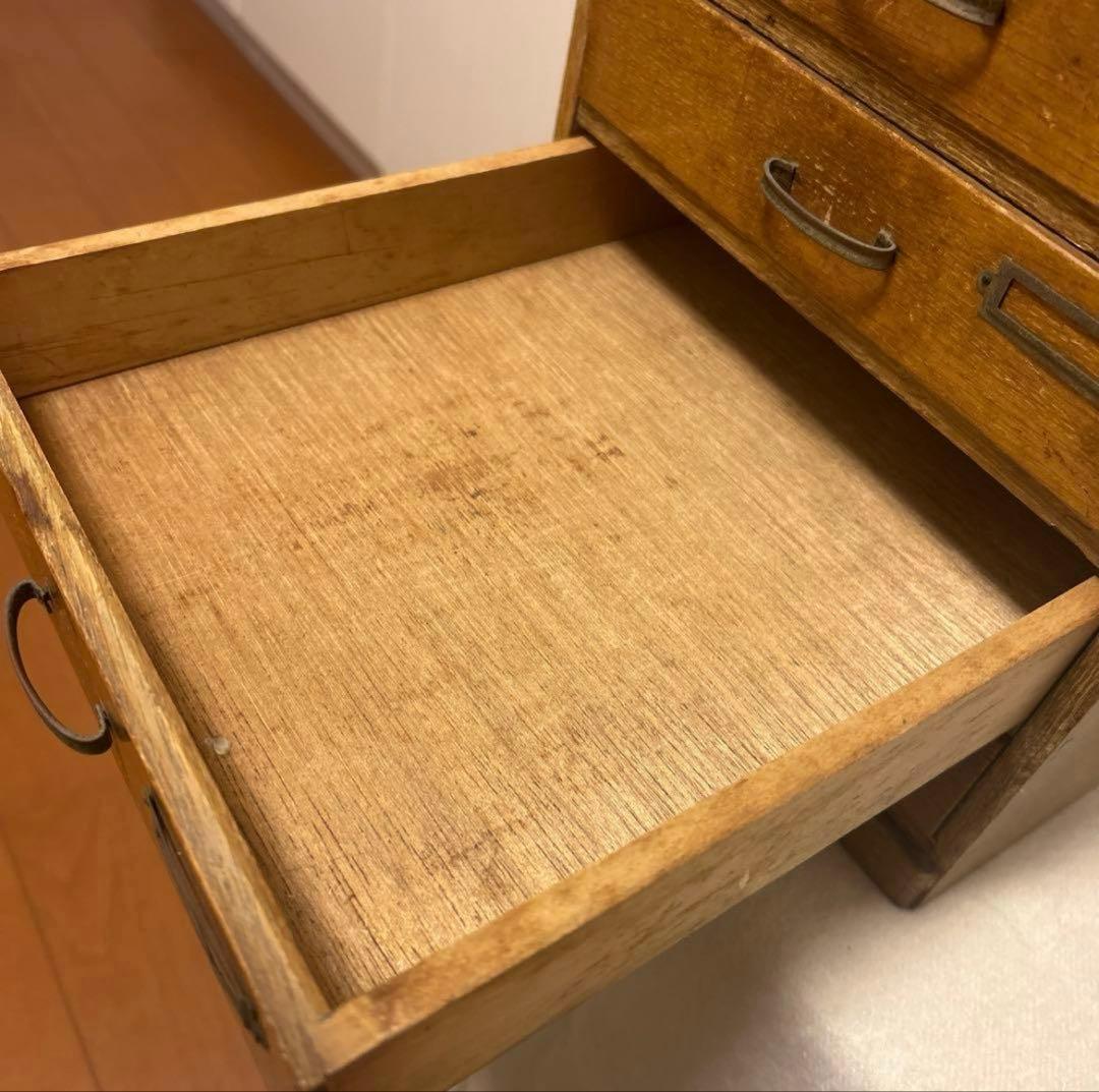 昭和レトロ 和モダン 木製 小引き出し ヴィンテージ アンティーク 古道具　5段
