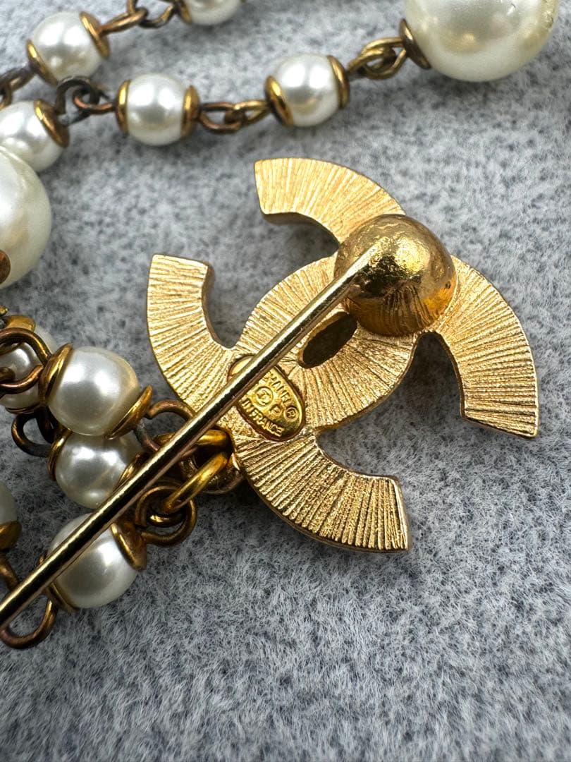 CHANEL シャネル チェーンブローチ ココマーク パール 01/P/GLD