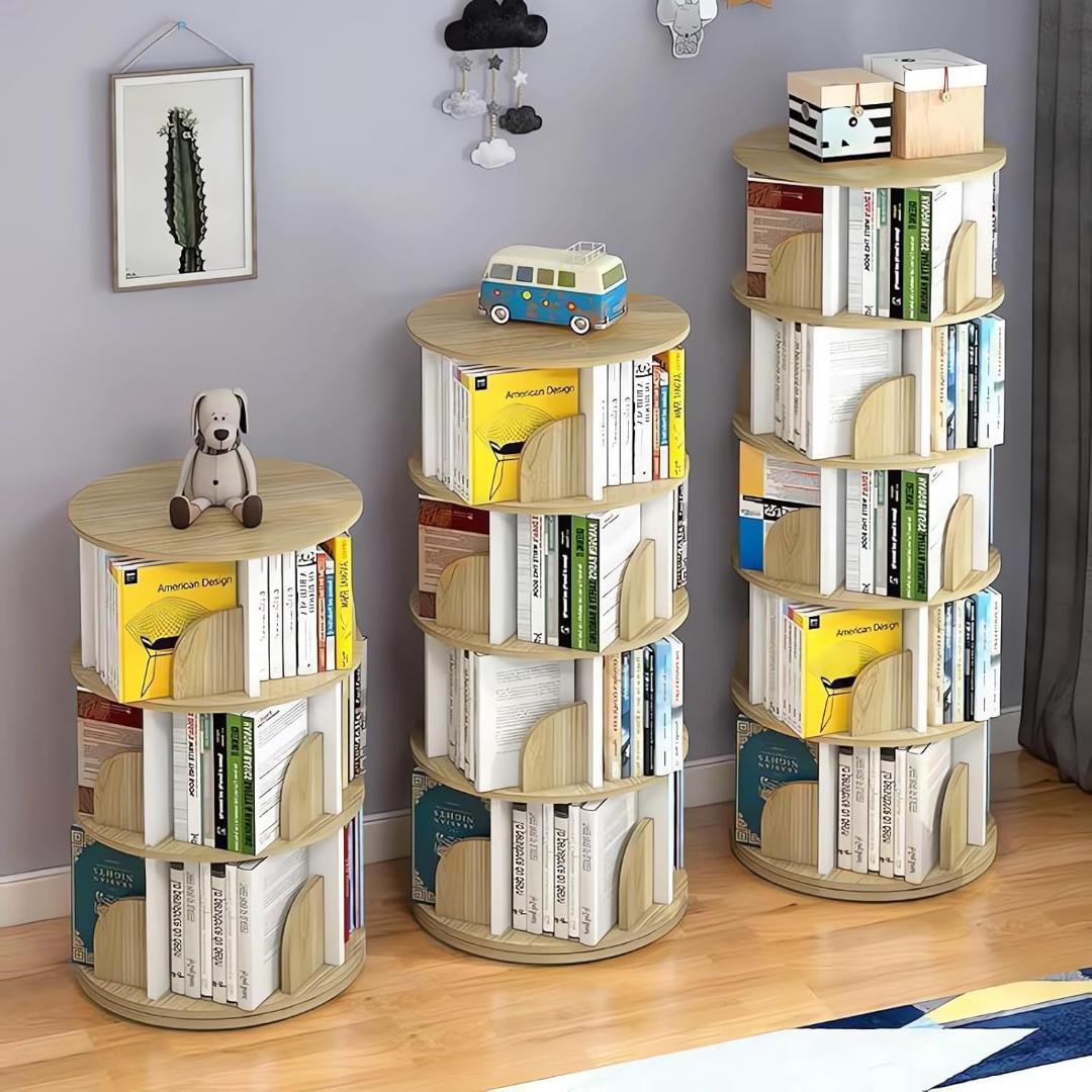 本棚 回転式本棚 大容量 直径46CM A4紙が入る高さ 漫画絵本棚