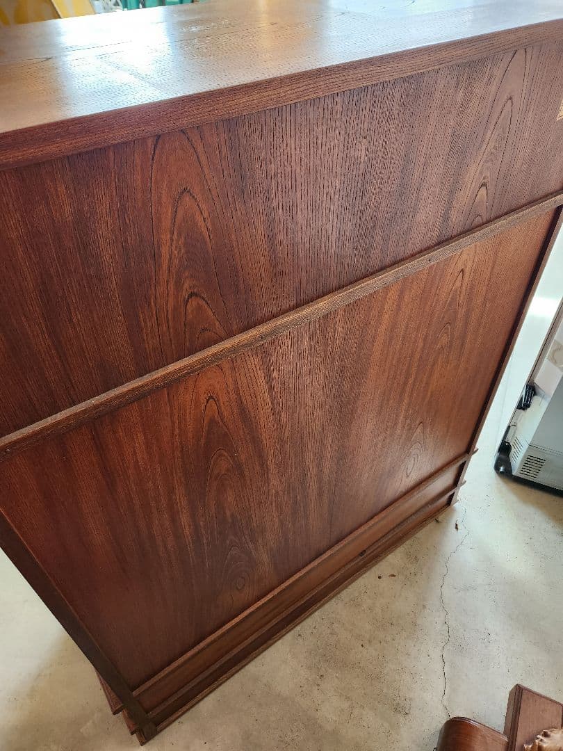 欅　あじろ茶棚　茶箪笥　和風収納棚 ガラス扉付き　アンティーク風昭和レトロ