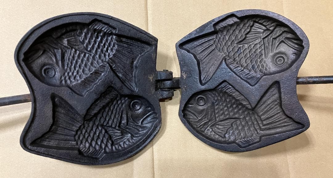 昭和レトロ　たい焼き器 　二丁焼き 　鋳物