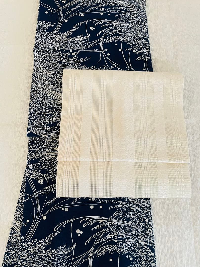 無形文化財　長板藍染　綿絽　初山一之助 証紙付き