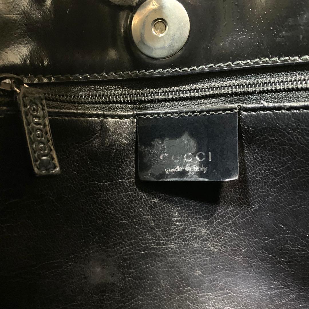 稀少 グッチ トムフォード期 90's エナメル ワンショルダーバッグ ブラック