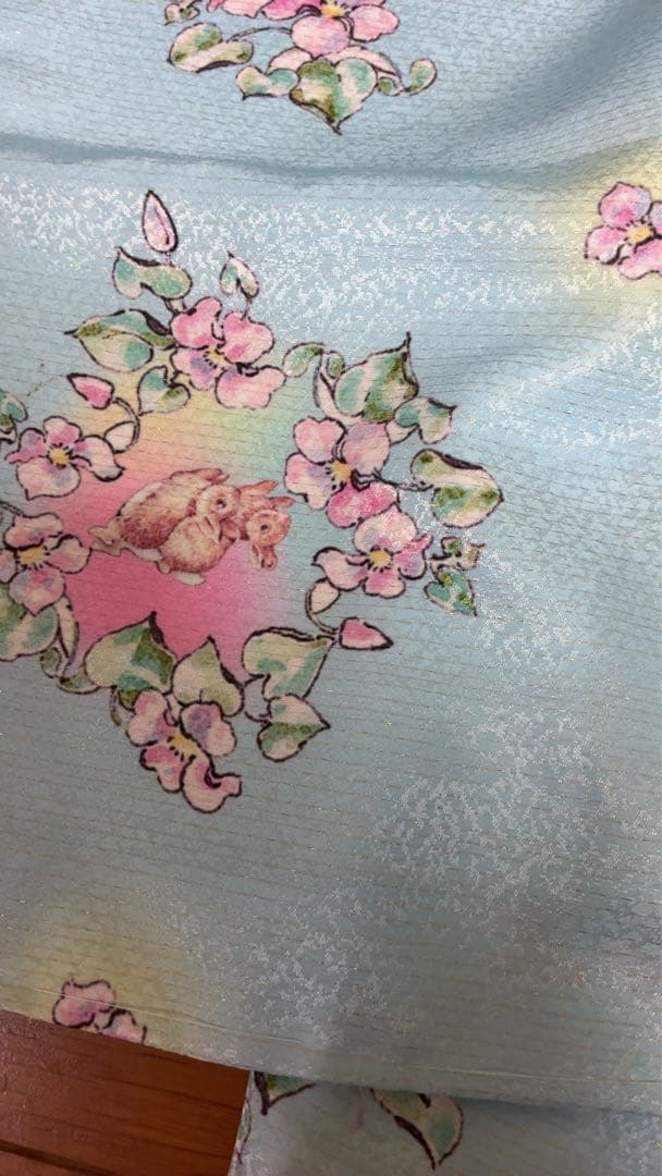 【美品】七五三　3歳用 水色花柄着物セット