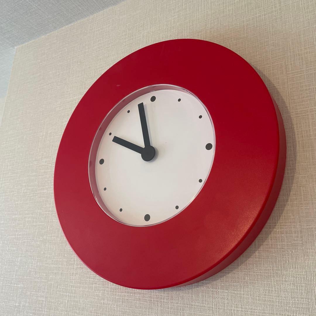 オールドイケア　OLD IKEA ポストモダン　赤　掛け時計