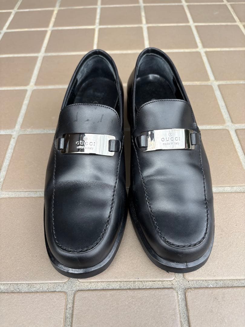 【GUCCI】グッチブラックレザー ローファー革靴　23,5