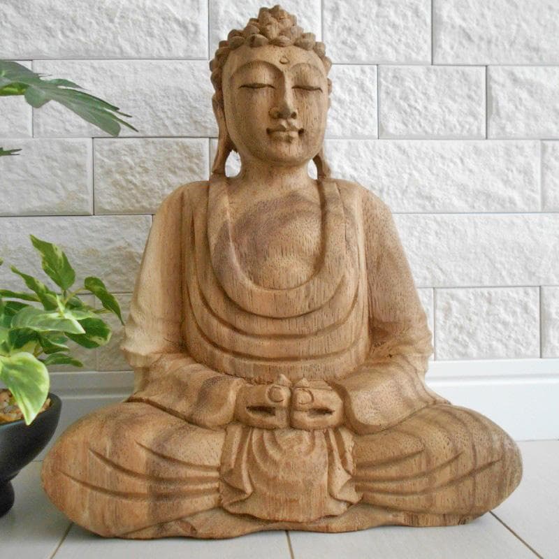 一刀彫 仏陀坐像 26ｃｍ 仏像 仏陀 ブッダ 仏像の置物 瞑想 オリエンタル