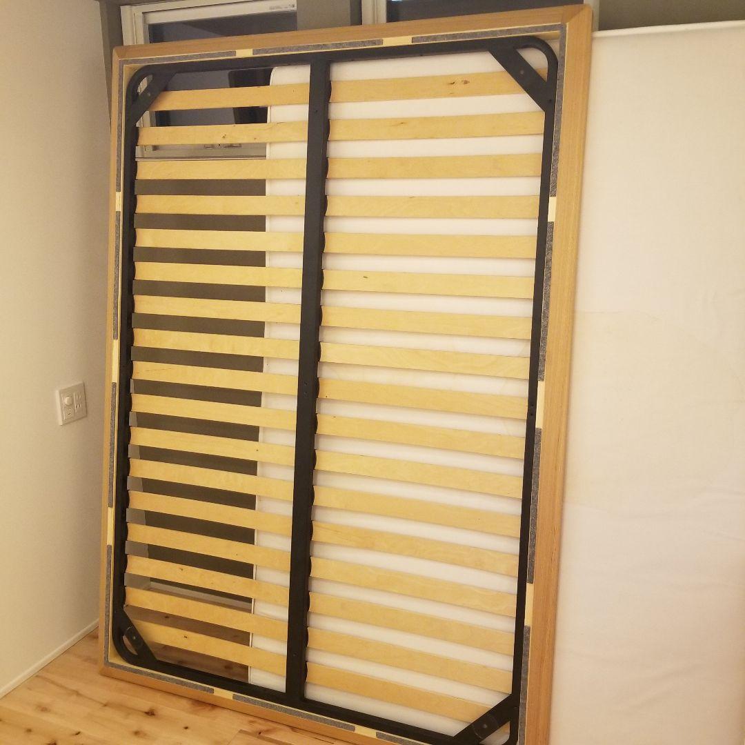 【貴重:廃盤】無印良品　ダブルベッドフレーム　タモ材　木製ベッド　すのこベッド