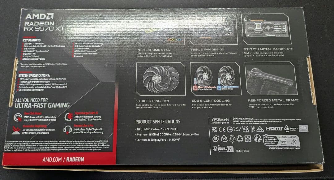 RX 9070 XT Steel Legend Dark 16GB　【美品】