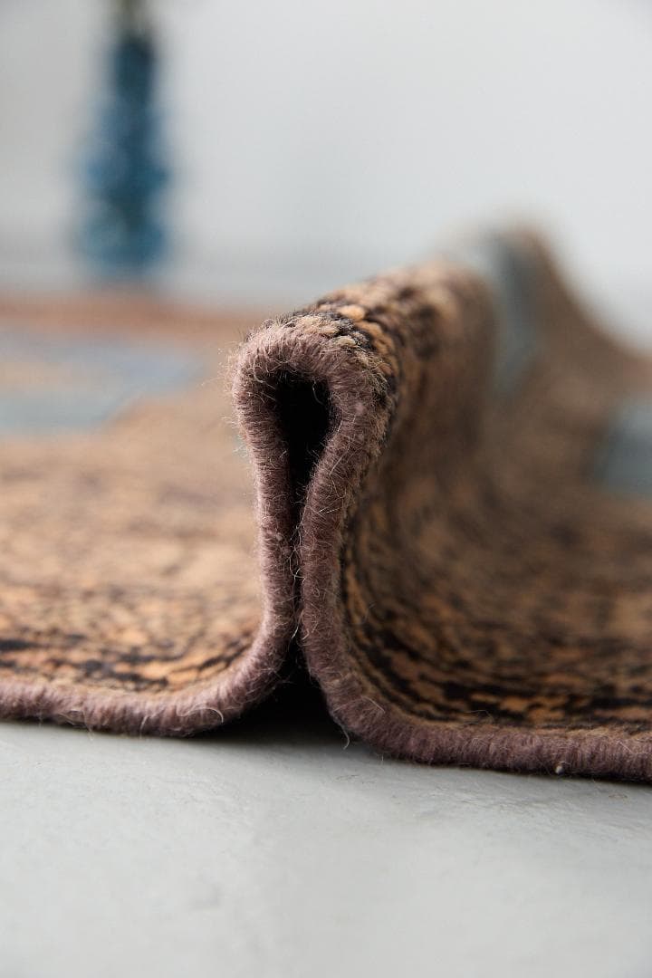 ヴィンテージラグ　トライバルラグ　ラホール産（119×76cm）青　茶　グレー