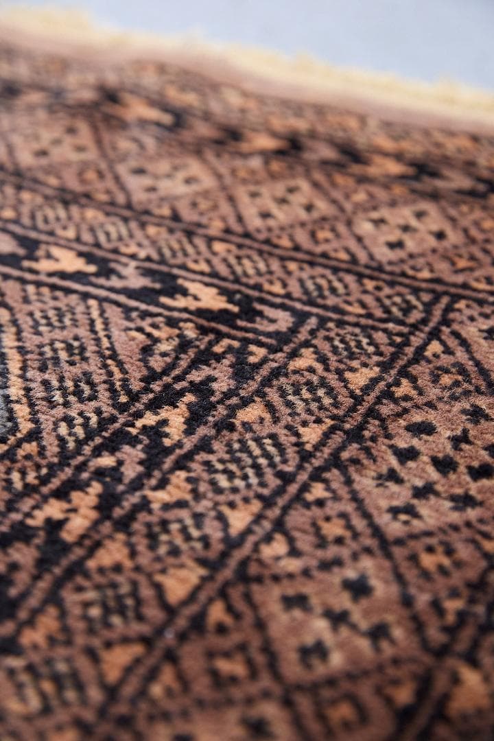 ヴィンテージラグ　トライバルラグ　ラホール産（119×76cm）青　茶　グレー