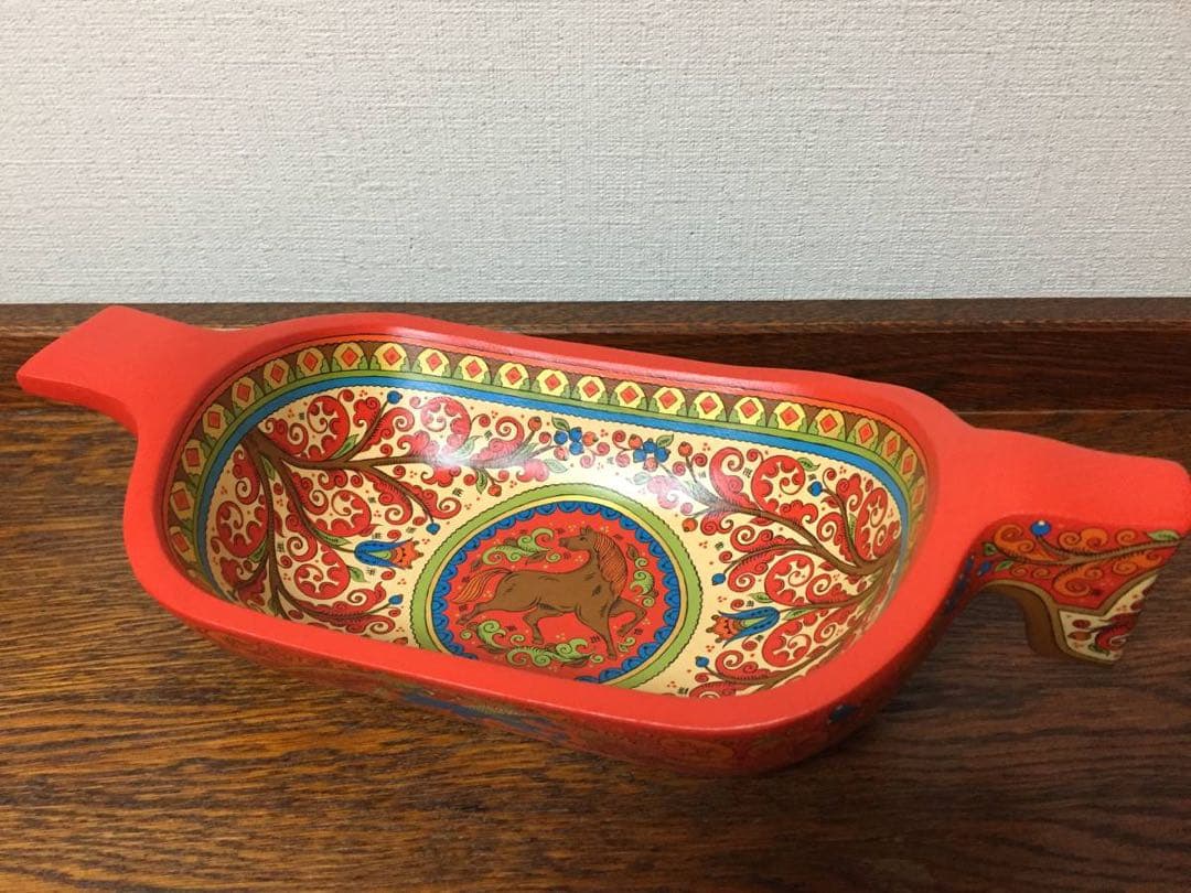 ロシア雑貨☆馬型の飾り皿 縁起物 アルハンゲリスク オリガ作 マトリョーシカ