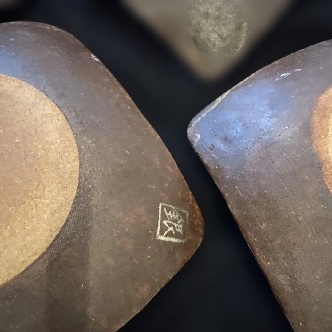 希少美品　魯山人写 美食道楽 和食器揃え 祥山 色絵銀彩糸巻文四方皿5枚セット