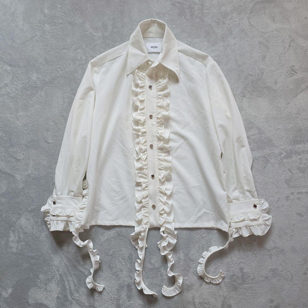 完売品 seyto ロングフリル ビッグカラーシャツ サイズ1