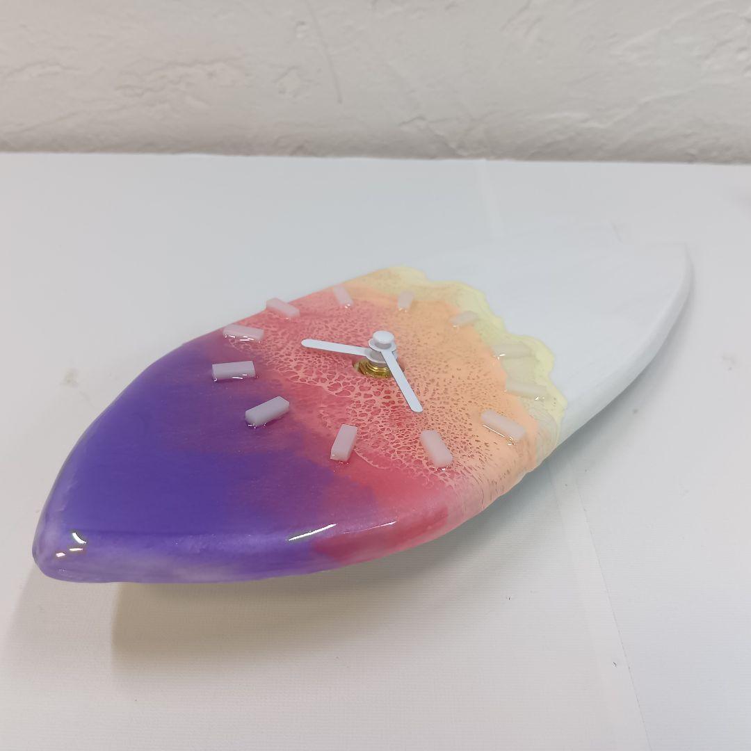 【1104】オーシャンアート　ウッドレジン　サーフボード　時計　インテリア　雑貨