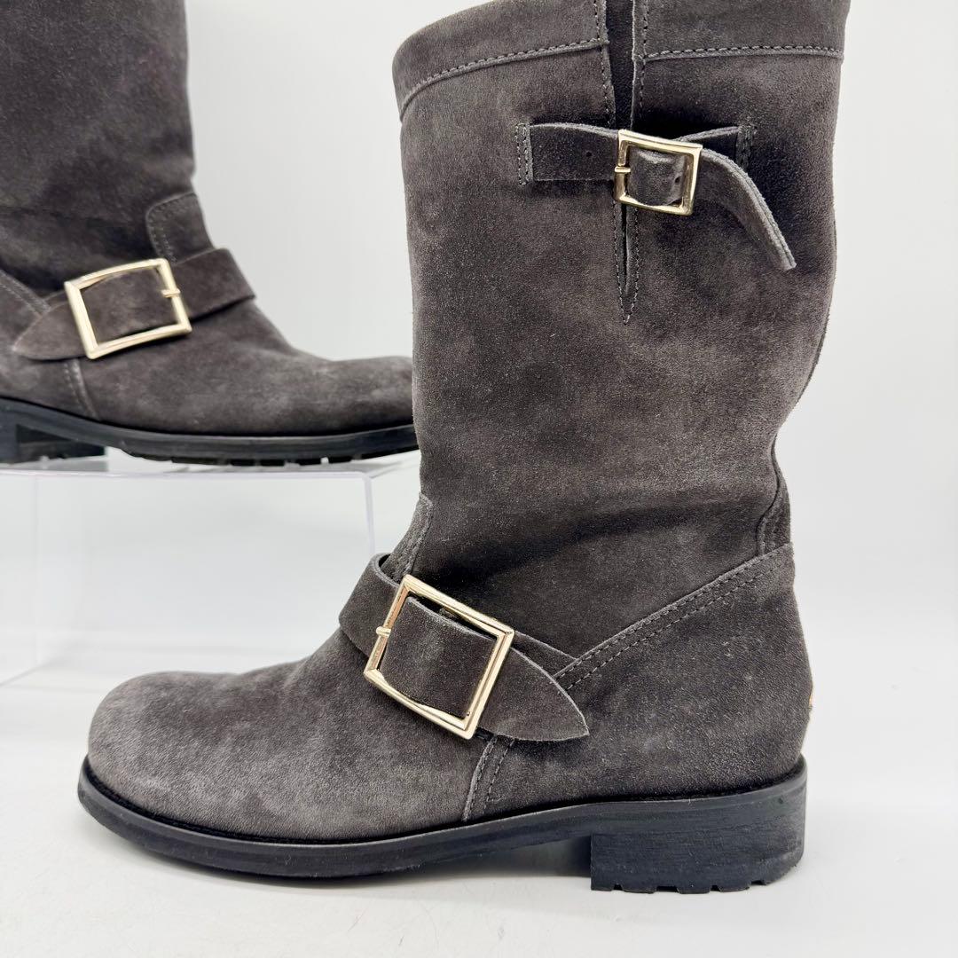 JIMMYCHOO ジミーチュウ　スエードバイカーバックルブーツ