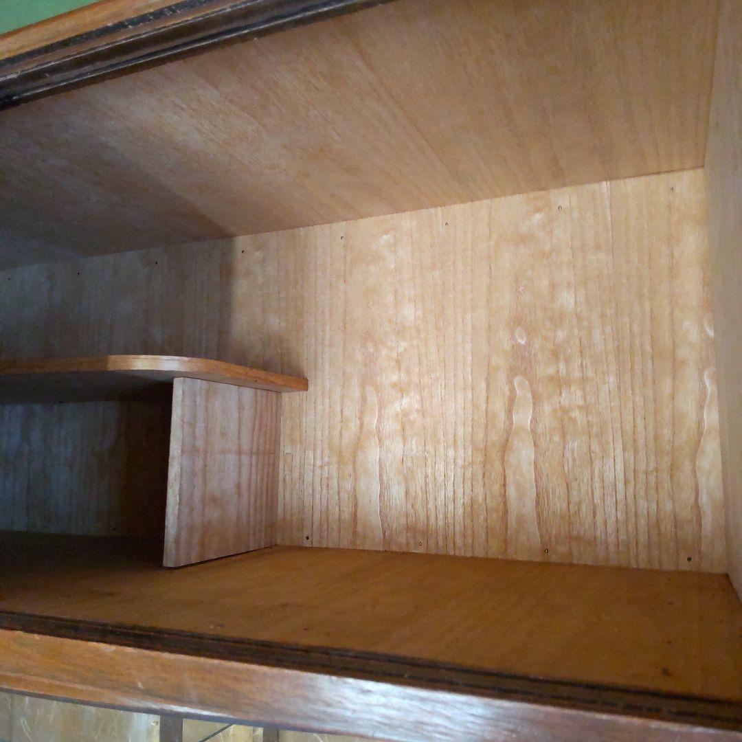 昭和レトロ バラ柄 ガラス戸収納タンス 飾り箪笥 和簞笥 時代家具 婚礼箪笥