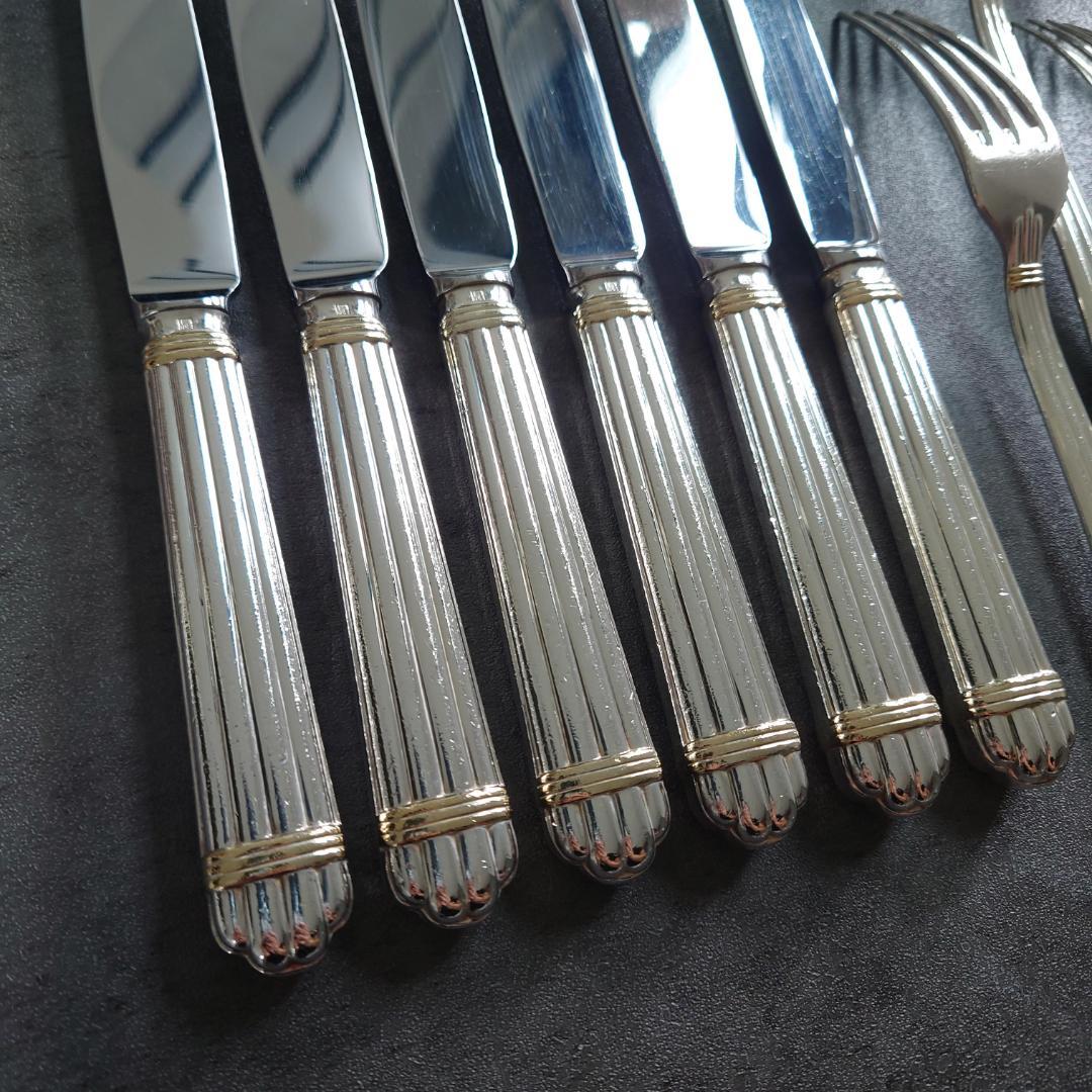 格安 クリストフル アリアゴールドリング デザート ナイフ フォーク 12点