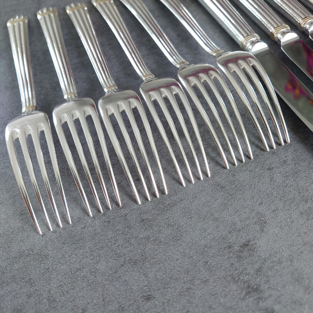 格安 クリストフル アリアゴールドリング デザート ナイフ フォーク 12点