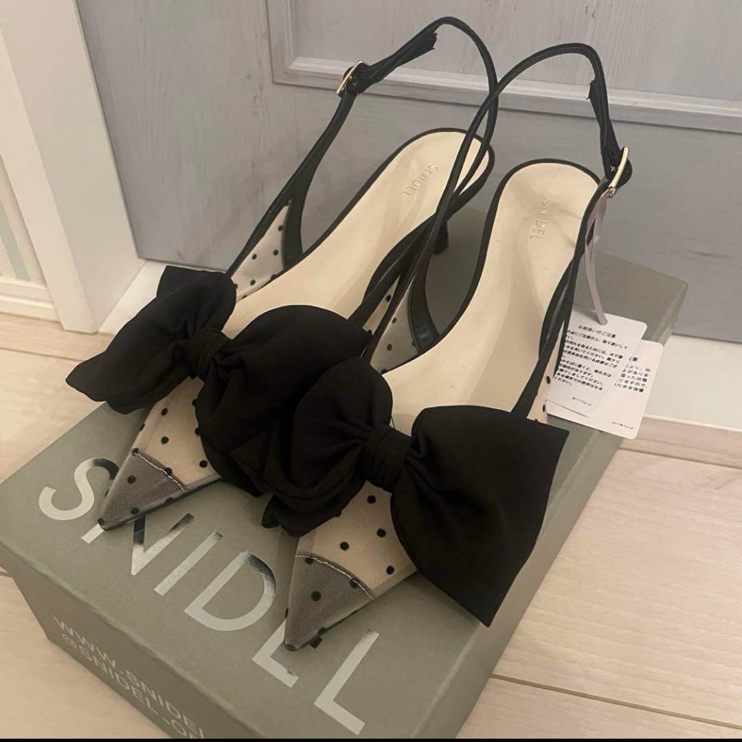 SNIDEL ドットメッシュリボンモチーフサンダル　Sサイズ　スナイデル
