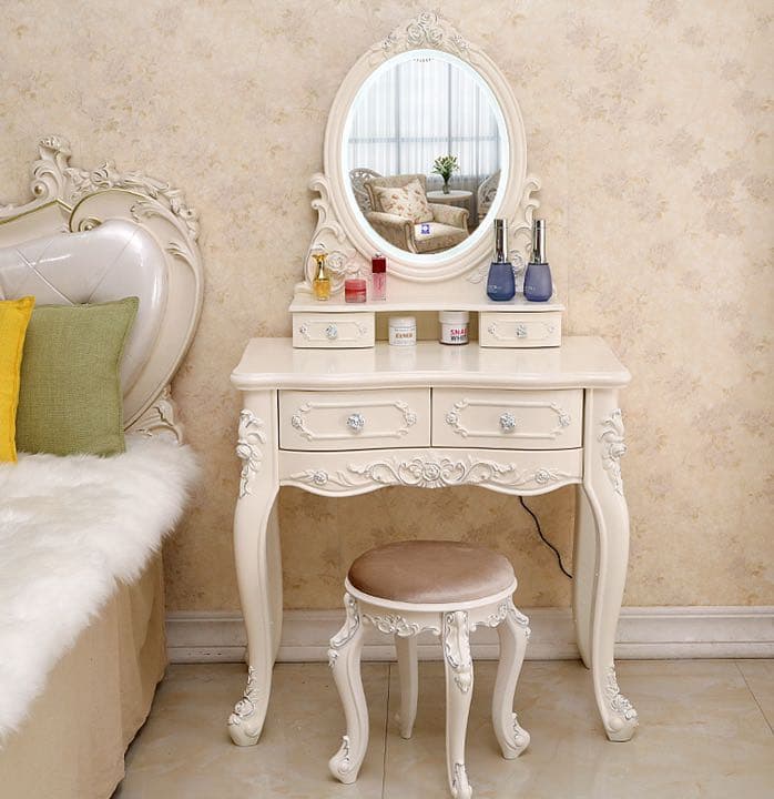 即日発送可能　ゴールド　大人気　北欧風ドレッサースツールライト セット