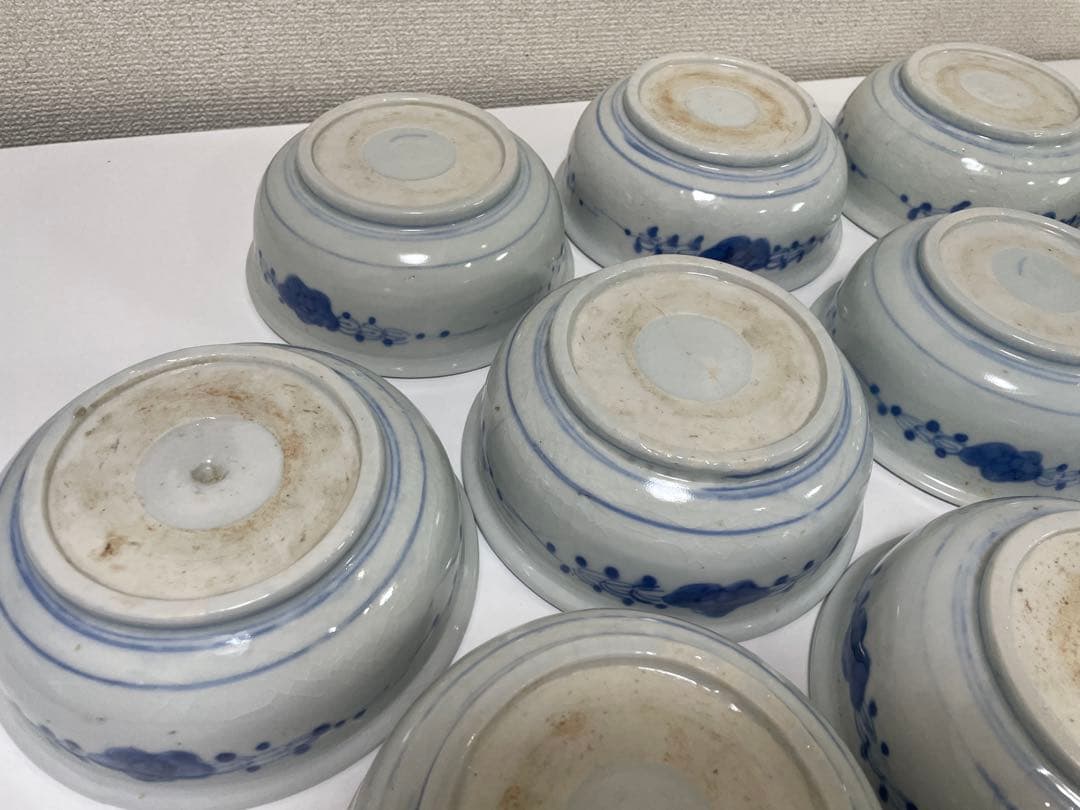 【現状品】古伊万里 染付 花蝶柄 菓子鉢10個セット アンティーク レトロ 陶器