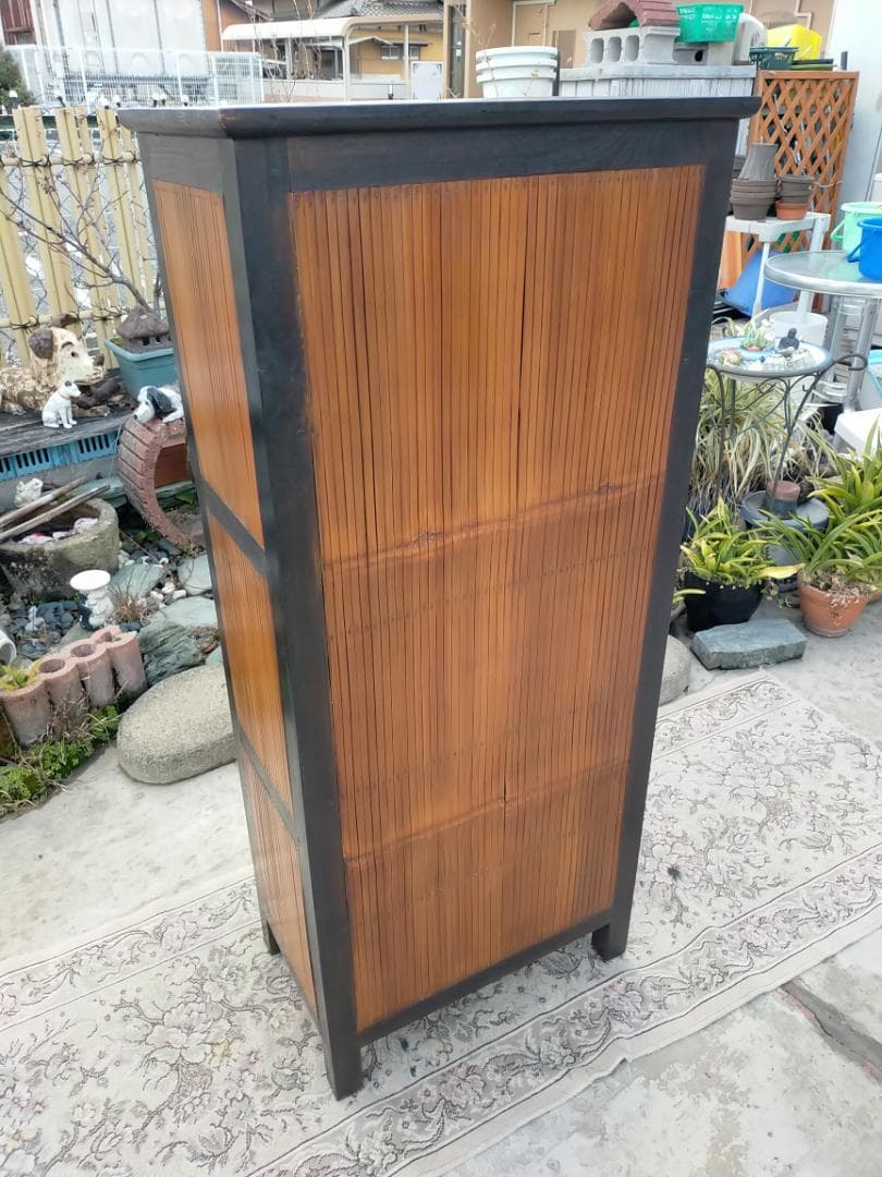 (配送/設置込み) チーク材☆バンブーキャビネット☆南国リゾート☆竹家具☆無垢材