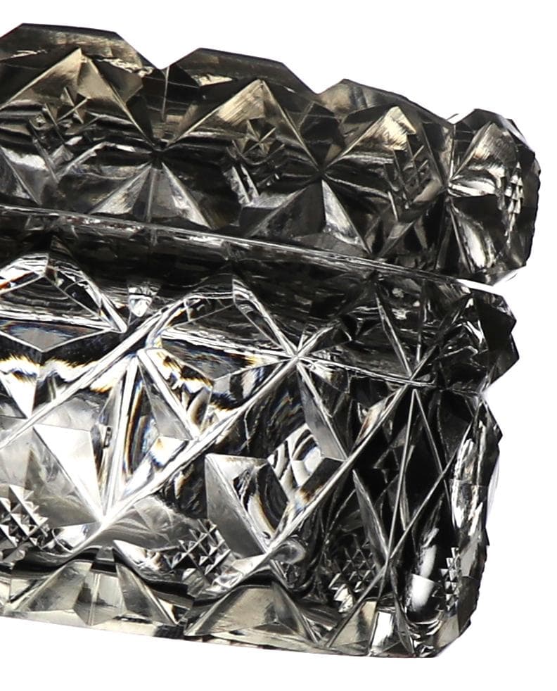 オールド・バカラ 珍品 丸型 切子蓋物 ダイヤモンドカット×格子柄 ディアマン