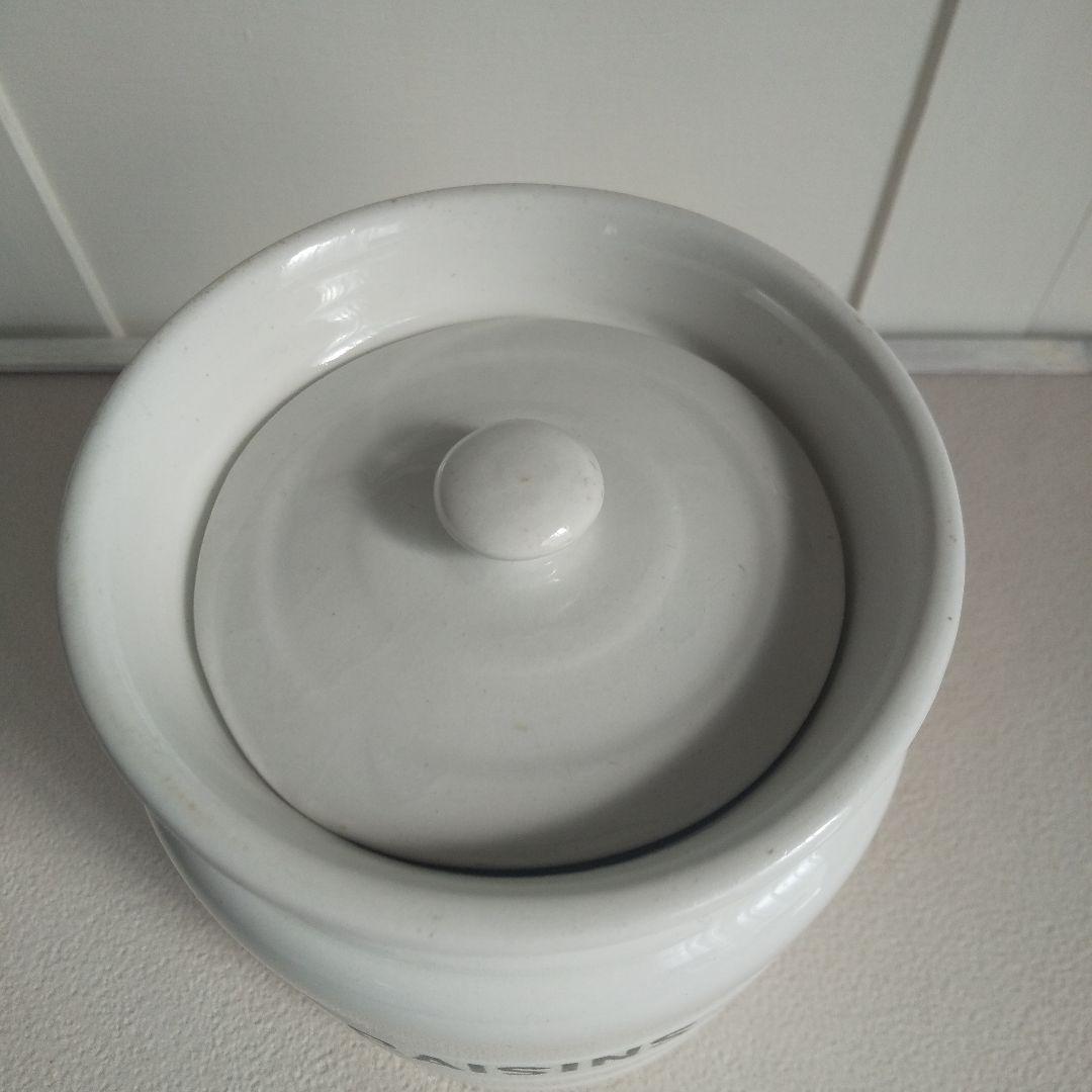 アンティーク　陶器キャニスター　RAISINS