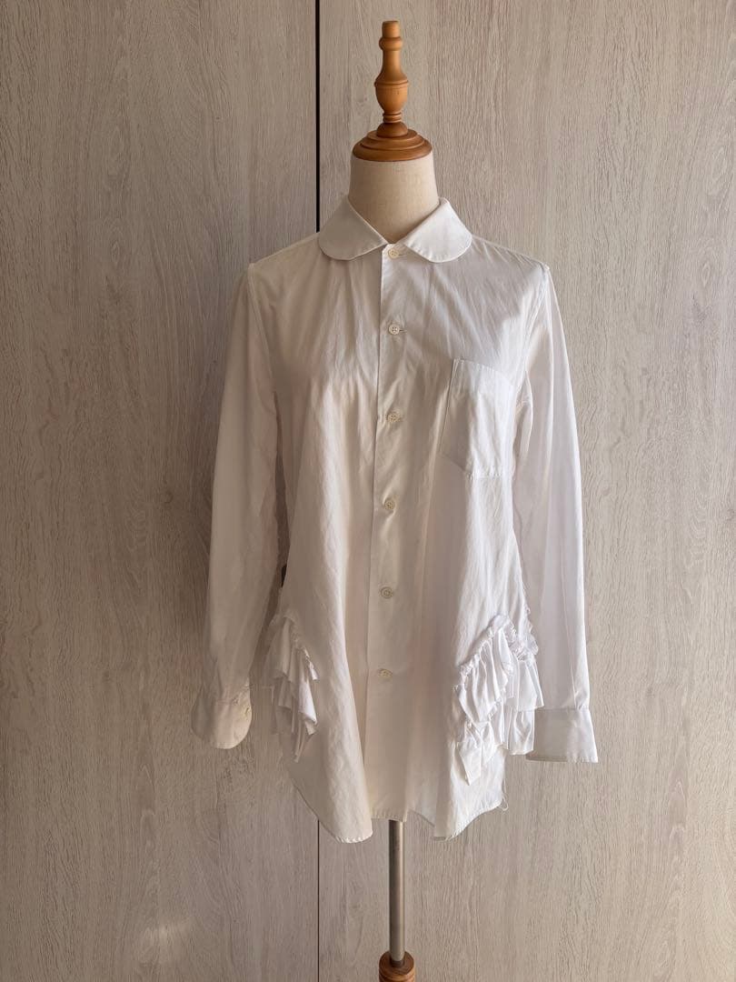 コムデギャルソンコムデギャルソンフリル付きホワイト長袖シャツ