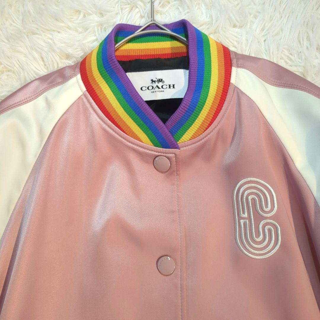 極美品✨️ COACH (S) スカジャン ホースアンドキャリッジ刺繍 ピンク