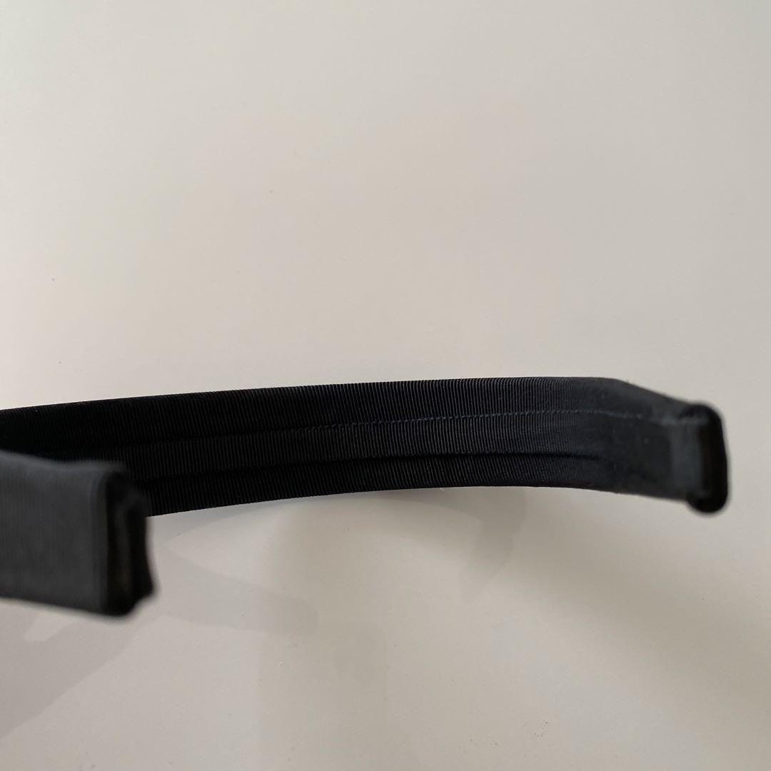 【Ferragamo】フェラガモ　カチューシャ　リボン　ブラック×ゴールド