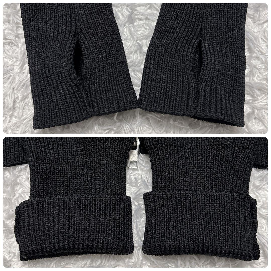 美品✨レインメーカー ドライバーズニット リブ編みニット ジップアップ 黒 46